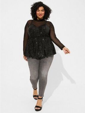 torrid Black Sequin Mini Dress with Spaghetti Straps